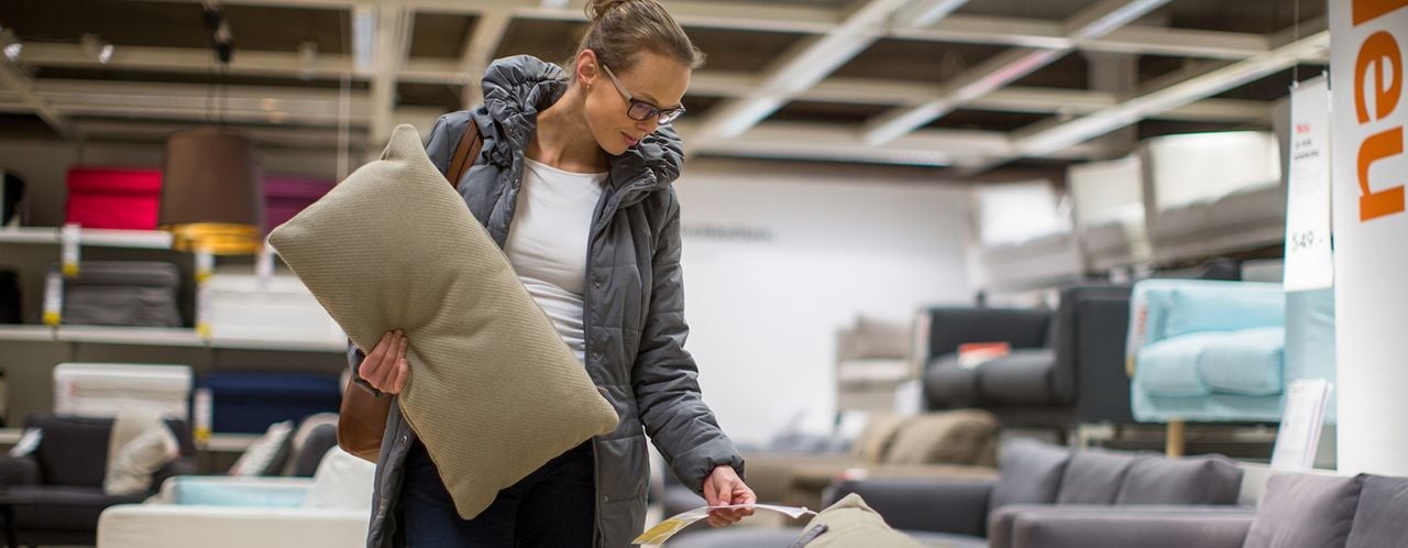 Woman browsing in a furniture store